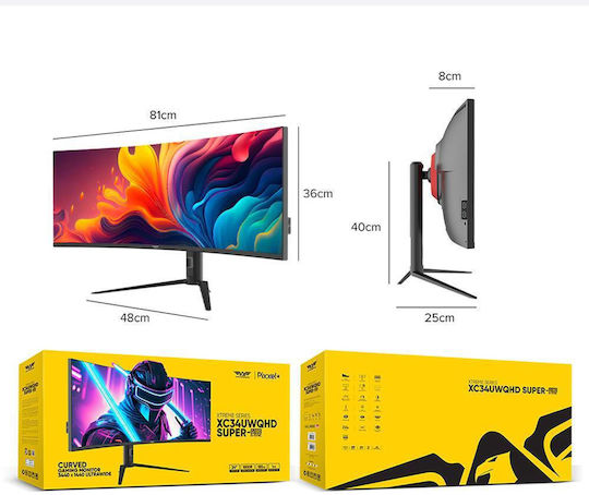 Armaggeddon XTREME SERIES XC34UWQHD Ultrawide HDR Curved Gaming Monitor 34" QHD 3440x1440 180Hz with 1ms Response Time GTG
