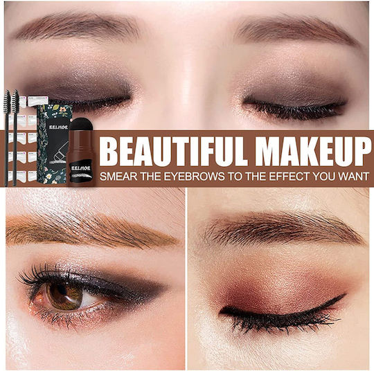 Waterproof Eyebrow Stamp with 10 Stencils & 2 Brushes Black