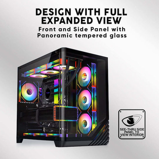 Armaggeddon X-CURVE Giga 10 Gaming Midi Tower Computer Case with Side Window and ARGB Lighting Black