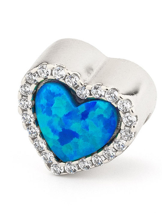 George Art Jewels Charm Heart in Silver with Blue Zircon