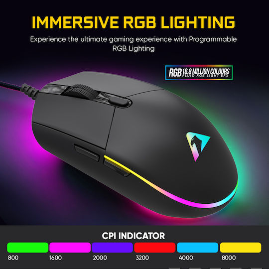 Armaggeddon Raven III Sigma Stealth RGB Геймърска Мишка Черен