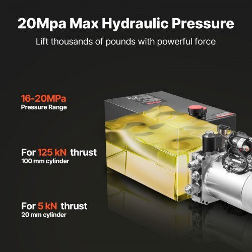 Vevor 10 L Hydraulic Power Unit Single Acting Dump Trailer Pump 22 Mpa Max Relief Pressure & 3.4 L Min Flow Rate Dc 12v Hydraulic Pump Metal Reservoir Dump Trailer Car Lifting