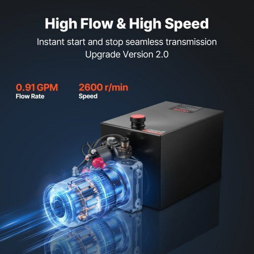 Vevor 10 L Hydraulic Power Unit Single Acting Dump Trailer Pump 22 Mpa Max Relief Pressure & 3.4 L Min Flow Rate Dc 12v Hydraulic Pump Metal Reservoir Dump Trailer Car Lifting