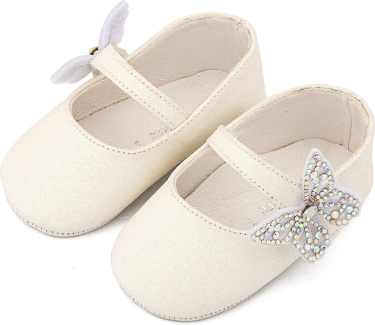 Babywalker Βαπτιστικές Δερμάτινες Μπαλαρίνες Αγκαλιάς Λευκές