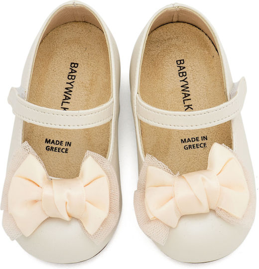 Babywalker Babywalker Christening Shoes for Girls Leather Pumps Ecru