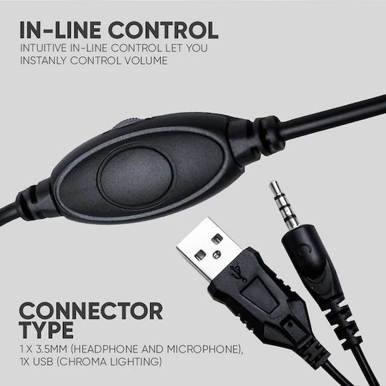 Armaggeddon Pulse 1 На ушите Геймърски слушалки с връзка USB Chroma White
