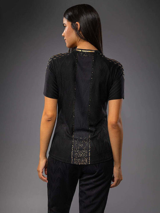 Venum Femei Cu mânecă scurtă Tricou VNMUFC-00485-126 pentru MMA Neagră