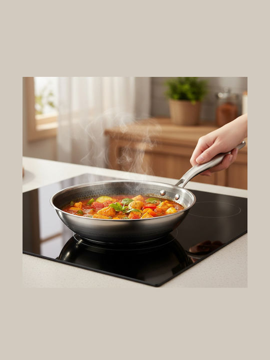 Cheffinger Tigaie 28cm Acoperire Tip Fagure Mâner Lung Argintie