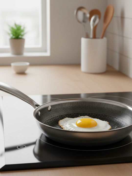 Cheffinger Tigaie 28cm Acoperire Tip Fagure Mâner Lung Argintie