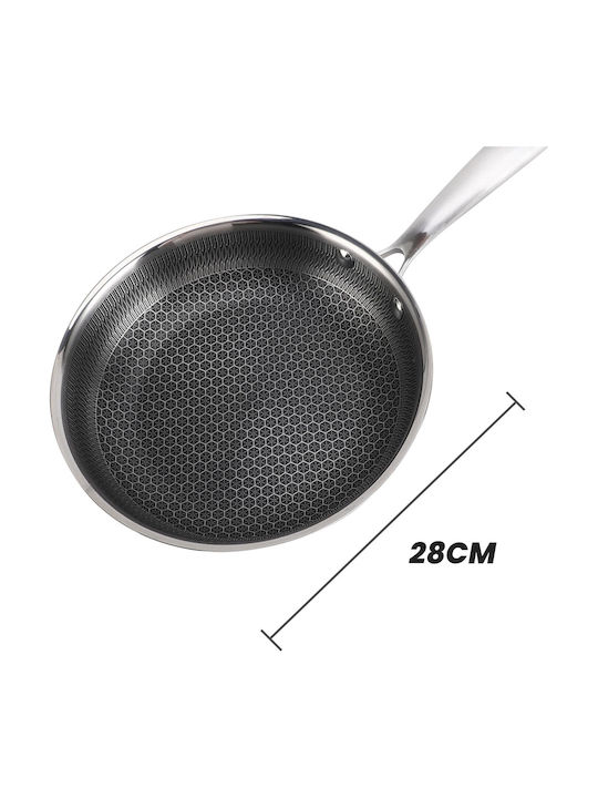 Cheffinger Tigaie 28cm Acoperire Tip Fagure Mâner Lung Argintie