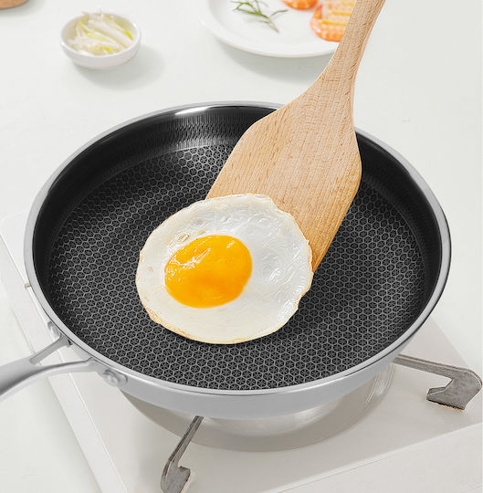 Cheffinger Premium Stainless Steel Frying Pan Honeycomb Non-stick Coating 28 Cm Silver