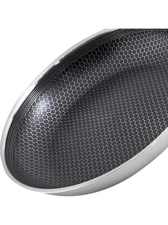 Cheffinger 24cm Frying Pan Honeycomb Coating Long Handle Silver