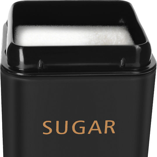 Cheffinger Set 3 Boxes Tea Coffee Sugar 9x14.5cm Airtight Black