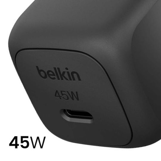 Belkin Φορτιστής Χωρίς Καλώδιο με Θύρα USB-C 45W Power Delivery Μαύρος (WCA013KQBK)