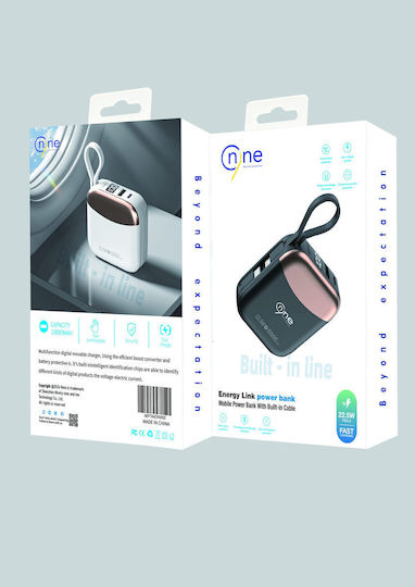 Nine R56J Power Bank 10000mAh 22.5W με Θύρα USB-A και Θύρα USB-C Μαύρο