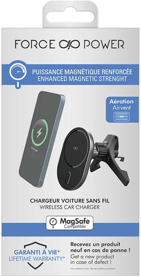 Force Power Car Charger Air Vent Compatible Magsafe 15w Black