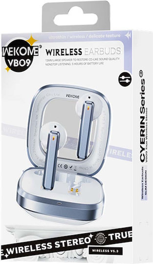 WK VB09 Cyerin Series Earbud Bluetooth Handsfree Ακουστικά με Θήκη Φόρτισης Λευκά