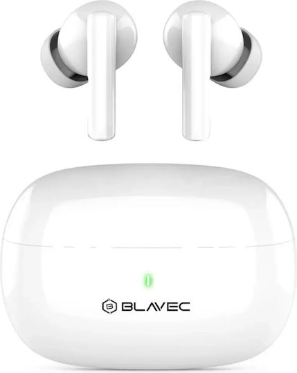 Blavec In-ear Bluetooth Handsfree Ακουστικά με Θήκη Φόρτισης Λευκά