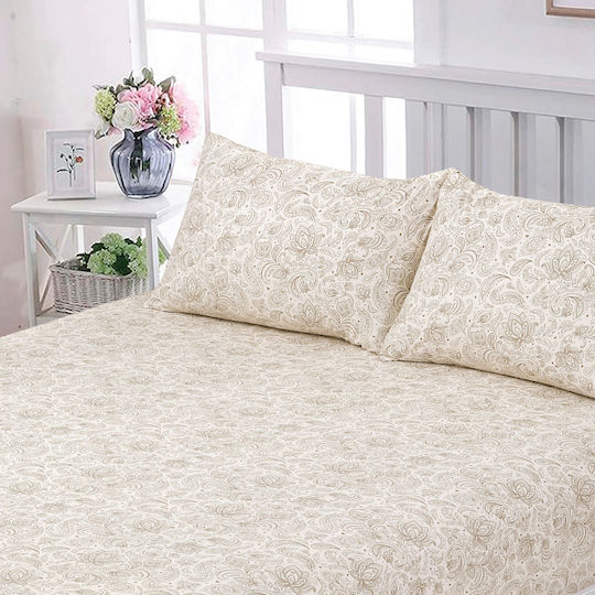 Casa Colori Sheet Semi Double with Elastic 120x200+30cm. Ecru Elegance Ecru