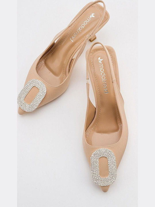 Leather Beige Heels