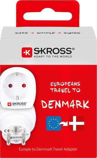 Skross Europa Nach Dänemark Typ K 16a Reiseadapter Weiß