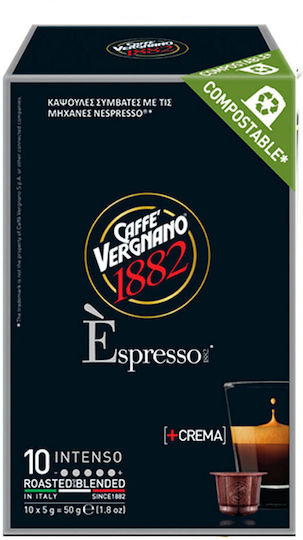 Caffe Vergnano 1882 Κάψουλες Espresso Intenso Συμβατές με Μηχανή Nespresso 10caps