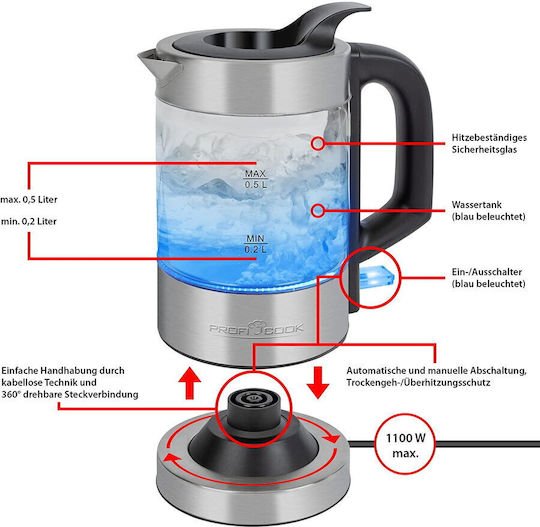 Profi Cook Pc-wks Βραστήρας 500ml 1100W Γκρι