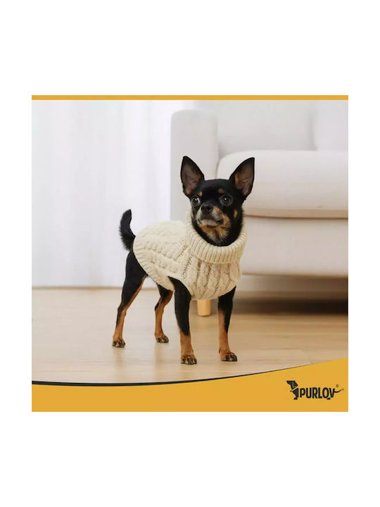 Knitted Sweater for Dogs and Cats Purlov Turtleneck Small Beige Warm Winter Pet Clothing