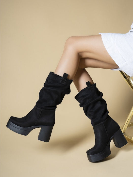 Wildleder Damenstiefel Schwarz