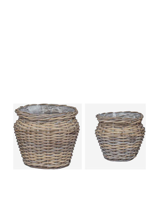 vidaXL Ghiveci Rattan Gri