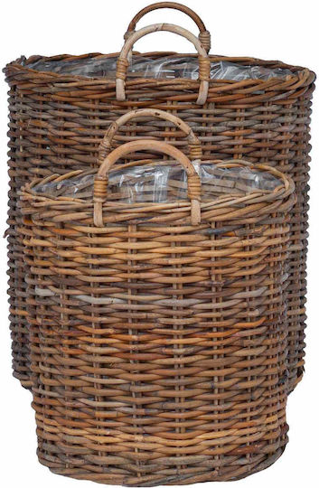 vidaXL Plant Pot Rattan Brown 50x50x58cm 2 Pieces