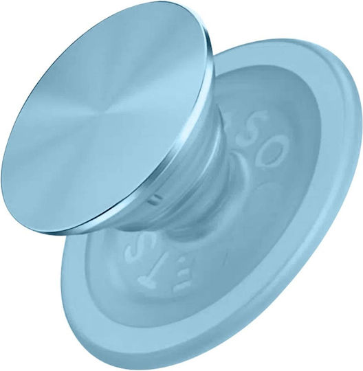 Popsockets Popgrip Кръгъл Magsafe Включва Адаптер Пръстен Magsafe Разтегаема Основа Дръжка Сменяема Горна Част Калъфи за Смартфони Алуминий Син Въздишка