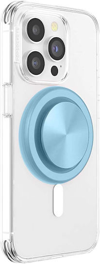 Popsockets Popgrip Кръгъл Magsafe Включва Адаптер Пръстен Magsafe Разтегаема Основа Дръжка Сменяема Горна Част Калъфи за Смартфони Алуминий Син Въздишка