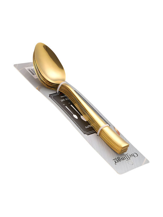 Cheffinger Set 6 14.5 Cm Inox Dessert Löffel Gold