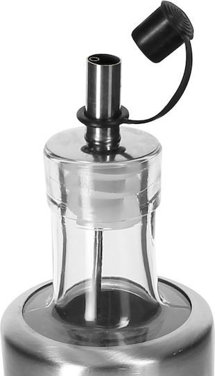 Cheffinger Stainless Steel Bottles Glass Oil Vinegar 2x320ml Solid Stand Silver
