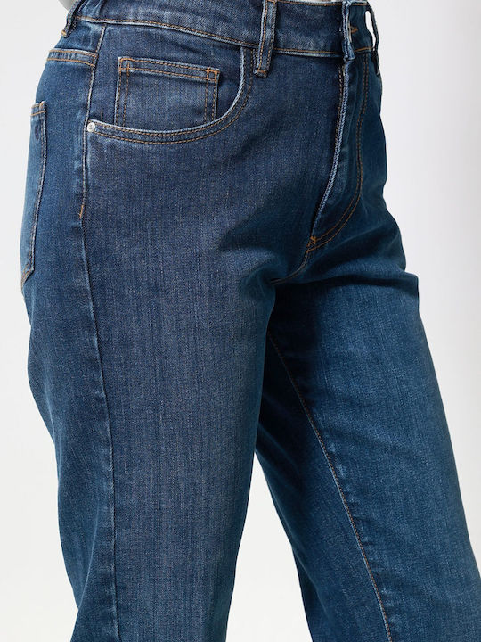 Hoch tailliert Damenjeans in Mom-Passform Blue