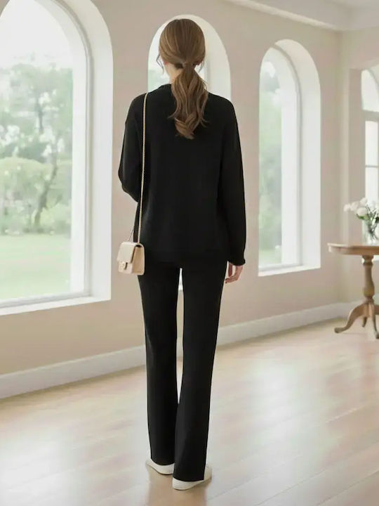 Women's Black Set with Pants with Elastic in Straight Line