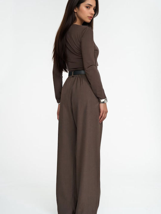 Damen Stoff Hose Brown