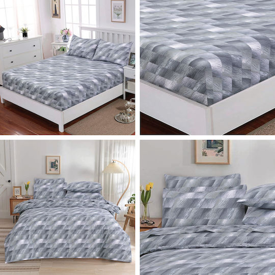 Casa Colori Illus Pillowcase Set with Envelope Cover Gray 50x70cm.