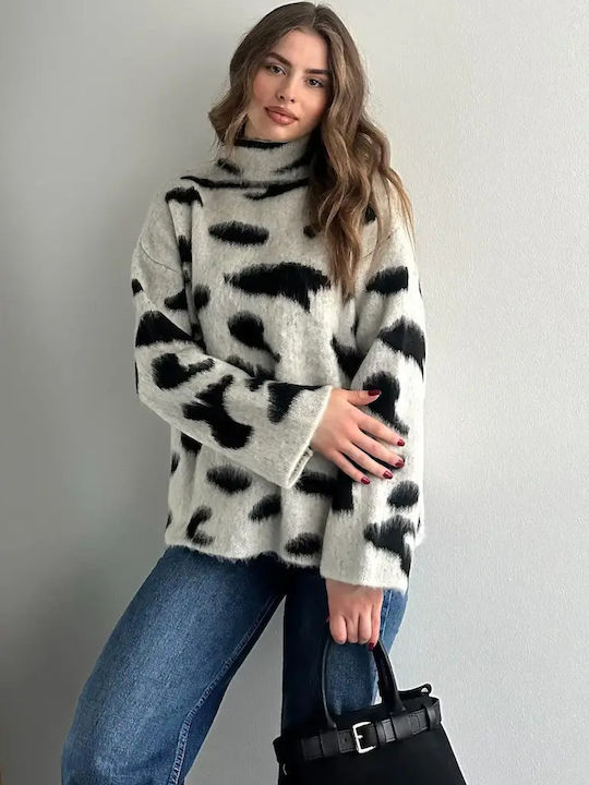 Damen Pullover Tierdruck Gray