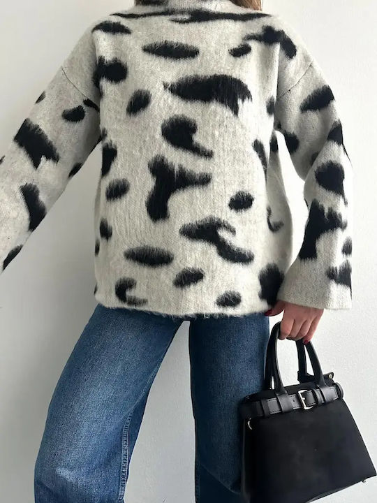 Damen Pullover Tierdruck Gray