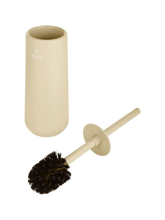 Estia Fjord Plastic Toilet Brush and Basket Set Soft Close 5lt Beige