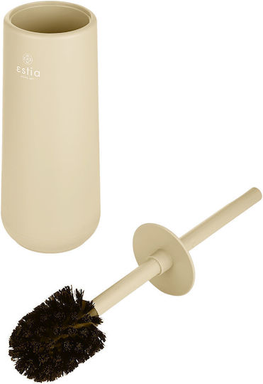 Estia Fjord Plastic Toilet Brush and Basket Set Soft Close 5lt Beige