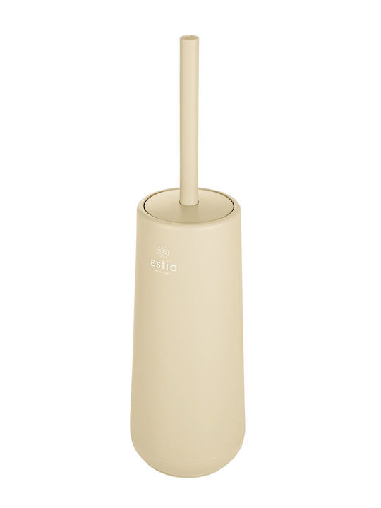 Estia Fjord Plastic Toilet Brush and Basket Set Soft Close 5lt Beige