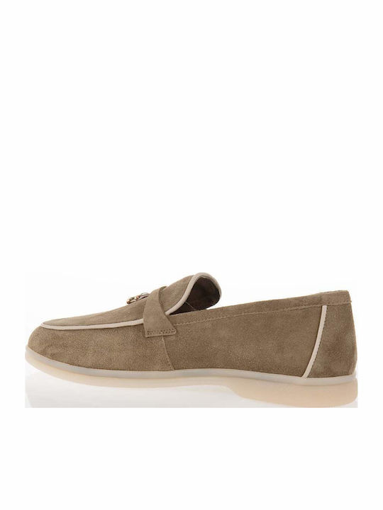 Leather Women's Loafers in Brown Color
