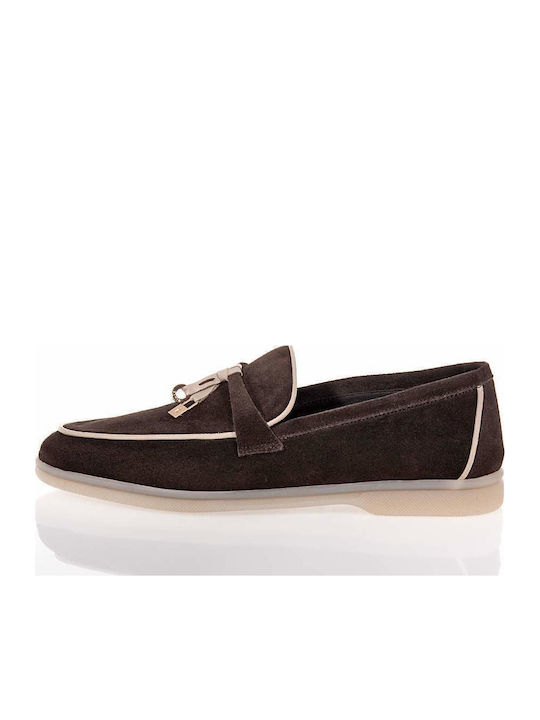 Leather Women's Loafers in Brown Color