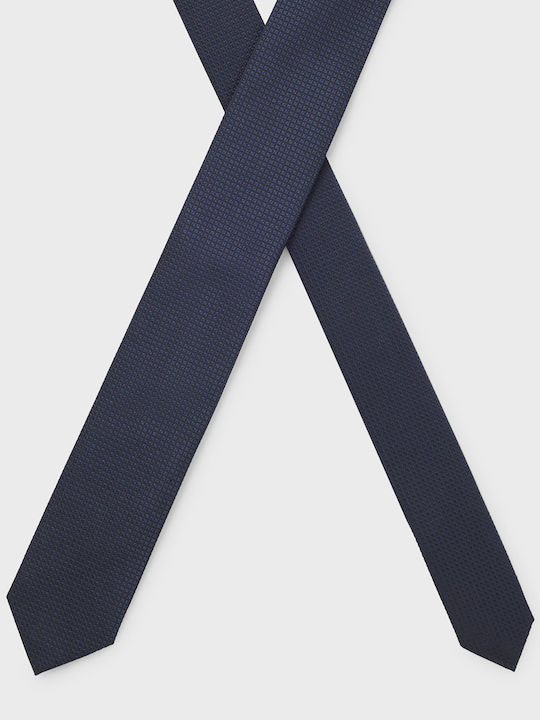 Boss Ανδρική Γραβάτα Μεταξωτή με Σχέδια σε Navy Μπλε Χρώμα