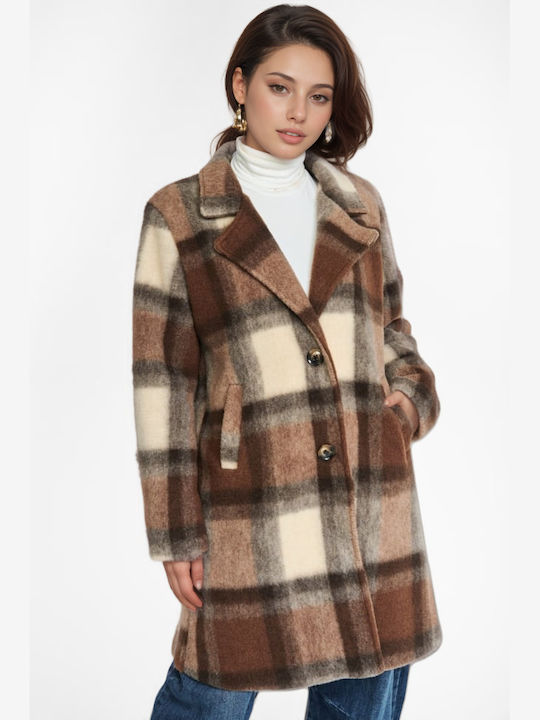 Damen Geprüft Brown Mantel