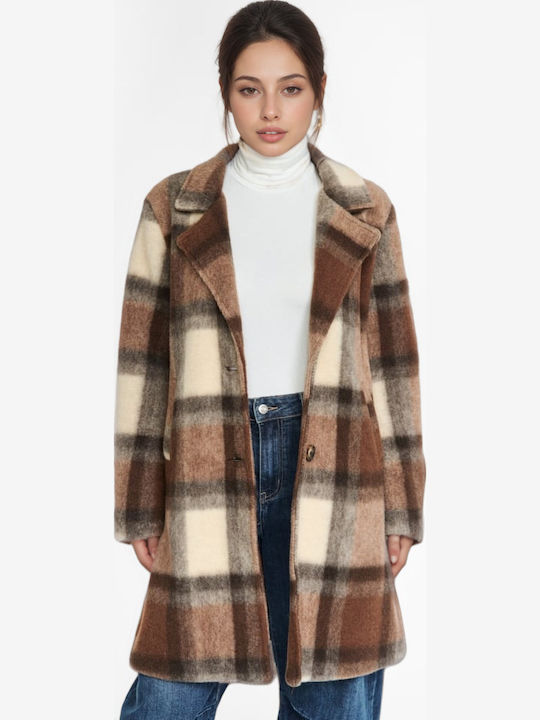 Damen Geprüft Brown Mantel