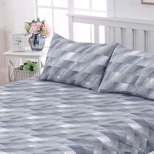 Casa Colori Чаршаф Полудвойно с Ластик 120x200+30см. Grey Illus Сив